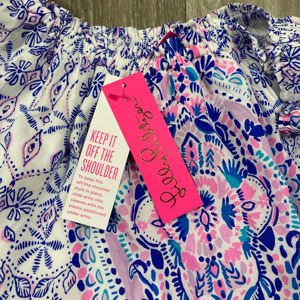 Lilly Pulitzer Women’s Abigale Midi Dress Engineered Multi Rayon Off Shoulder XS - Picture 14 of 16